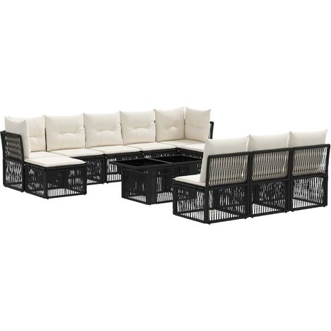 Conjunto de sofás de jardín 11 uds. Negro ratán sintético vidaXL (1/5)