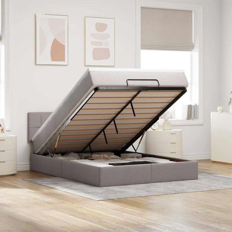 Ottoman-Bett mit Matratze Taupe 140x200 cm Stoff (1/5)