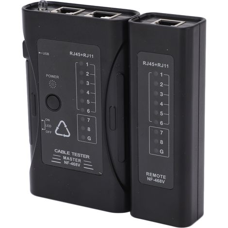 Testeur De Réseau Portable - Vérificateur Câble Ethernet Et Téléphone - Pour Maison Et Extérieur - Ensemble Hôte Et Récepteur (1/5)