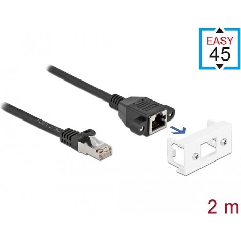 Delock Cable de extensiÃ³n de red para el mÃ³dulo Easy 45 S/FTP RJ45 macho a RJ45 hembra Cat.6A 2 m negro