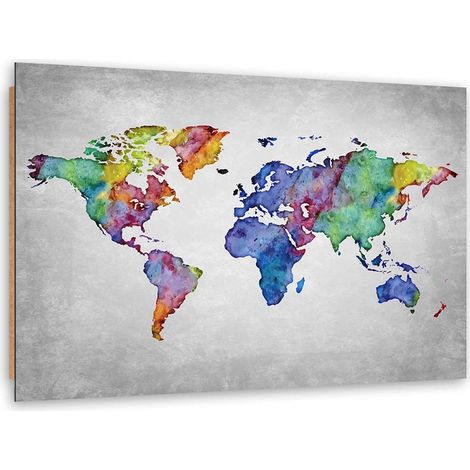 Quadro deco panel, Mappa del mondo multicolore - 120x80 (1/5)