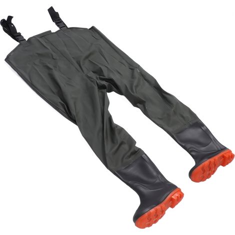 Wader imperméable pour homme, pantalon de pêche avec bottes intégrées, vert, taille 42 (1/5)