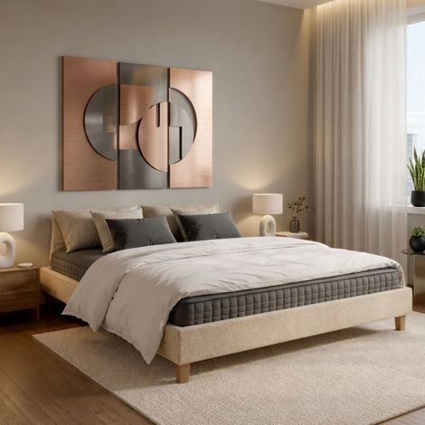 Lit adulte 200x200 cm bouclette sable (1/4)
