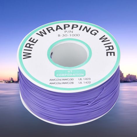 Fil de réparation de circuits imprimés violet OK Wire, âme en cuivre étamé, calibre 30 AWG, 300 m (1/5)