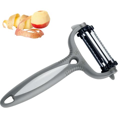 3-teiliges Gemüseschäler-Set, 3-in-1 Multifunktions-Gemüseschäler, Reibe und Hobel – scharfer Schäler (grau, 1 Stück), leicht zu reinigen und zu verstauen. Ideal zum einfachen Schälen, Reiben und Schn