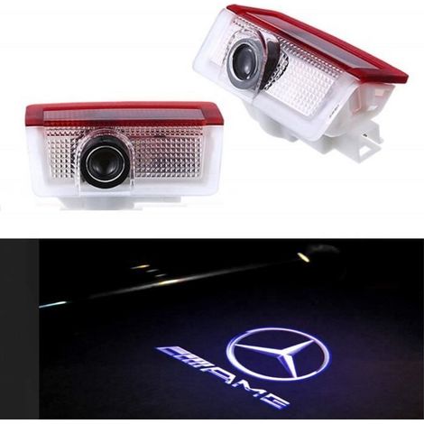 2pcs Projecteur LED, Logo, Sans Fil, Étanche, Pour Mercedes-Benz