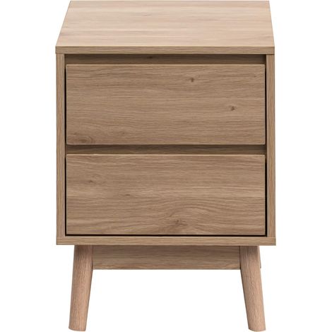 Rebecca Mobili Mesita de noche de Madera Marrón Nórdica con 2 Cajones 56,5x40x40 cm (1/5)