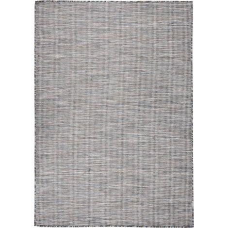 Tapis extérieur à tissage plat Terrasse Salon Cuisine - Tapis de jardin 140x200 cm Marron et noir BV364013 - BonneVie (1/5)