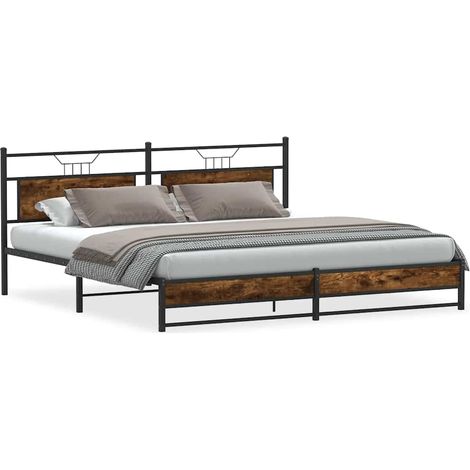 Maison Exclusive - Metallbett ohne Matratze Räuchereiche 200x200