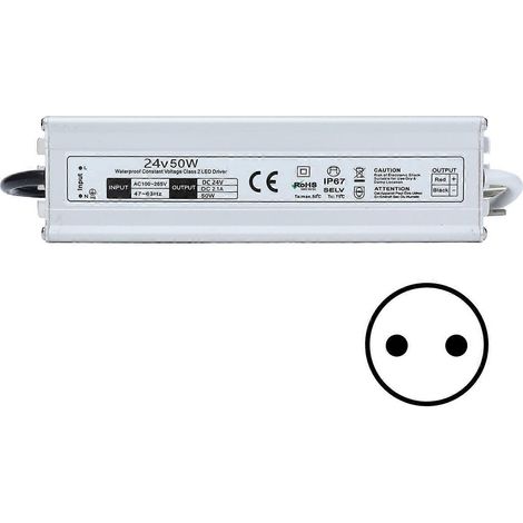 LED-Netzteil AC100–265V, wasserdicht (IP67), LED-Transformator für LED-Lichtleisten, 50 W, EU-Stecker, Ausgang 2
