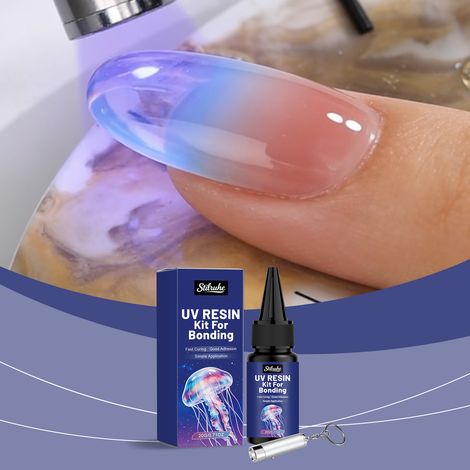 UV-Harz-Epoxidharz-Set, transparent, für DIY-Schmuckherstellung, geruchlos, schnelltrocknend, einfach anzuwenden – 20 g + Taschenlampe 1 -- DE (1/5)