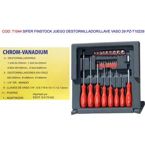 SIFER FINSTOCK T10229 Set cacciaviti e bussole da 29 pezzi