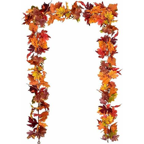 Pack Autumn Maple Leaf Garland, Hanging Vine Garland Artificial Fall Foliage Garland Thanksgiving Decor for Home Wedding Fireplace Christma Party (1/5)