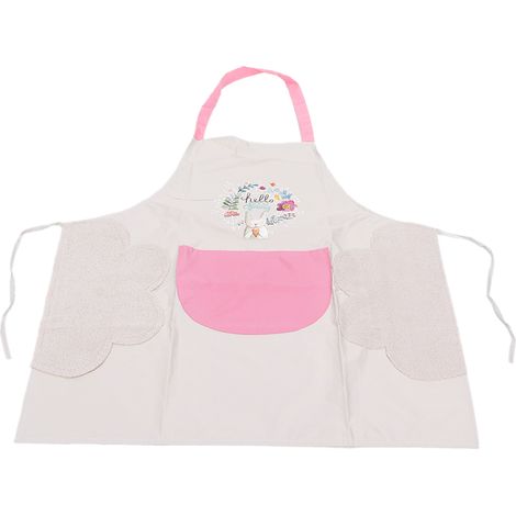 Tablier de cuisine beige imperméable avec motif chiot, lavable en machine, idéal pour cuisine, bricolage et manucure, tablier adulte réglable, protection anti-taches (1/5)