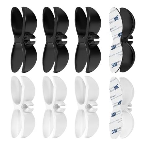 Kabelmanagement-Set – 6 Kabelclips und Kabeltrommeln – Selbstklebend, wiederverwendbar – Für Büro, Auto, Fernseher und Schreibtisch