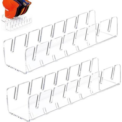 Porte-casquettes en acrylique (2 unités), aucune installation requise, peut contenir 14 casquettes, idéal pour la maison, la chambre, le placard et la cuisine. (1/4)