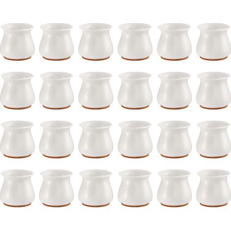 Paquete de 24 protectores de silicona para patas de sillas con deslizadores de fieltro para proteger muebles y suelos. (1/5)