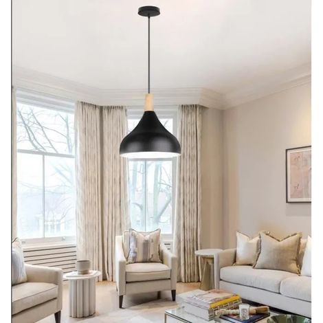 Moderne Lustre Suspension en Métal,Lampe Luminaire Style Edison pour Restaurant Cafe Bar,Noir,20cm (1/4)