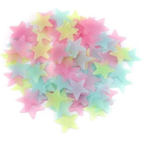 100 preciosas pegatinas fluorescentes de estrellas para decorar las paredes de las habitaciones infantiles.