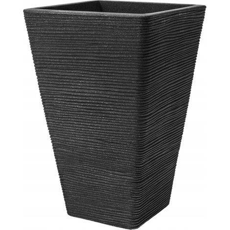 Maceta de plástico gris para patio, 35 cm x 35 x 55 cm, 1 unidad.