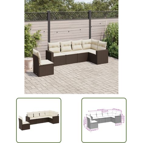 The Living Store 6-tlg. Garten-Sofagarnitur mit Kissen Braun Poly Rattan - Gartensorganisation - Outdoor Möbel - Gartenlounge - Lounge Set - Rattan Sofa (1/3)