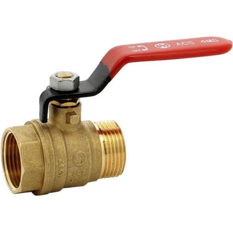 Sferaco - Vanne sphÃ¨re laiton titrÃ© 4MS 15S mÃ¢le femelle BSP poignÃ©e rouge 3/4''