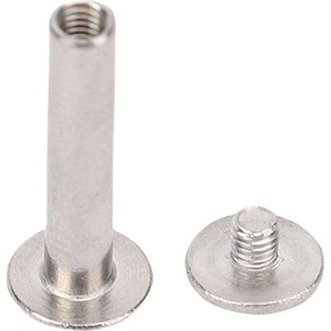 Lot de 100 rivets et vis M3 en acier inoxydable à tête plate ronde pour la maroquinerie et la confection de vêtements (4 x 16 x 8,5 mm). (1/5)