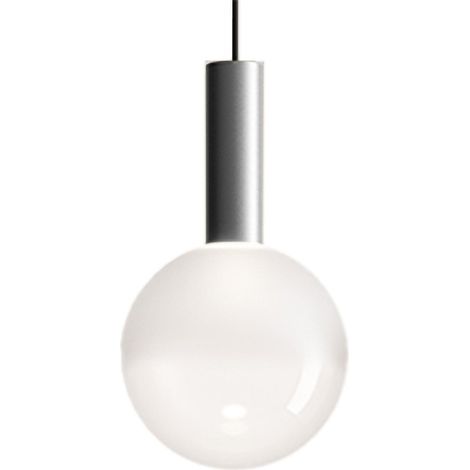 Zafferano Lampada a sospensione Sfera in alluminio, diffusore in vetro borosilicato soffiato LED TRIAC 8W 3000K Diametro 18 cm, trasparente sabbiato