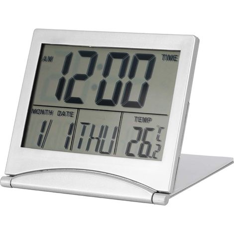 Réveil de Voyage Numérique, Portable Pliant Voyage Numérique Réveil LED Température Calendrier Snooze, avec Grand Affichage de Chiffres, pour Tous Les Âges (1/5)