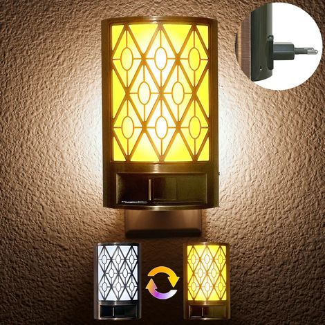 2 luces LED de noche con sensor crepuscular, luz de pared LED regulable en blanco cálido y blanco para habitación infantil, escalera y dormitorio.
