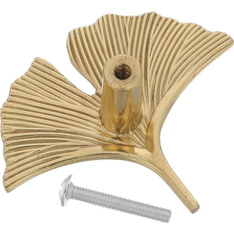 Möbelgriff aus massivem Messing in Form eines Ginkgoblatts mit kratzfester Oberfläche und (1/5)