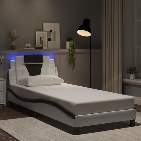 Bettgestell "Viana" mit LED ohne Matratze Weiß und Schwarz 90x200 cm (1/5)