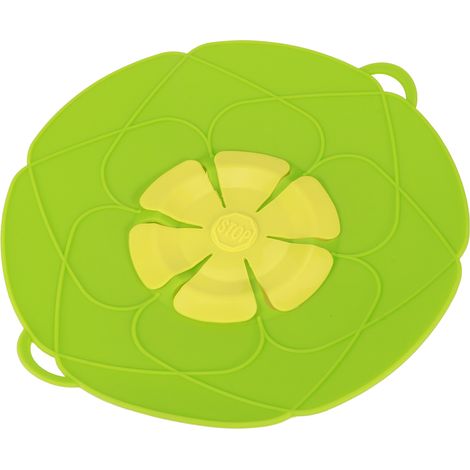 Couvercle de casserole en silicone anti-débordement et anti-poussière de 28 cm, vert, pour la cuisine. (1/5)
