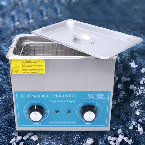 Nettoyeur à ultrasons 4,5 L en acier inoxydable avec minuterie mécanique et chauffage, pour le nettoyage de laboratoire. Prise 240HTEU, 200-240 V. (1/5)