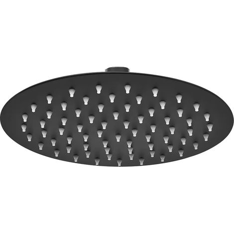 Soffione doccia tondo 30 cm in acciaio inox nero opaco anticalcare (1/5)