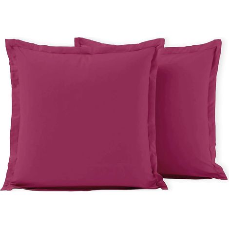 Taies d’Oreiller 63x63 cm 100% Coton, Lot de 2, Fuchsia, Douces, Respirantes et faciles d’Entretien, Home Linge Passion (1/5)