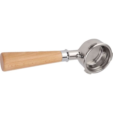 Porte-filtre à café sans fond, 58 mm, 3 poignées, acier inoxydable, poignée en bois massif pour machine Barsetto, bois de hêtre, style A2 (1/5)