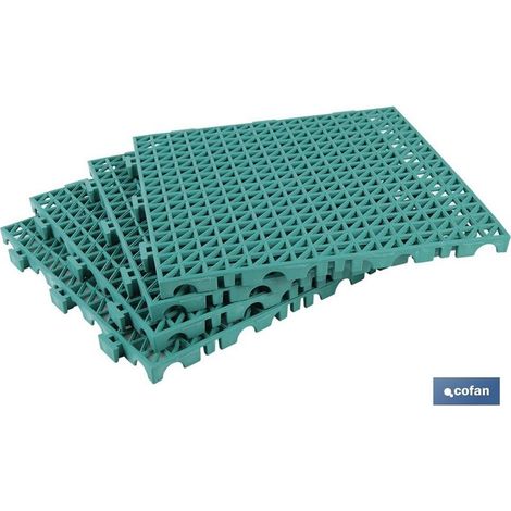 Lot de 4 dalles creuses en PVC 33 x 33 x 2 cm, montage facile et fixation par clic. (1/4)
