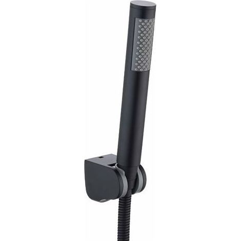 Pommeau de douche avec flexible extra long et support noir mat (1/5)