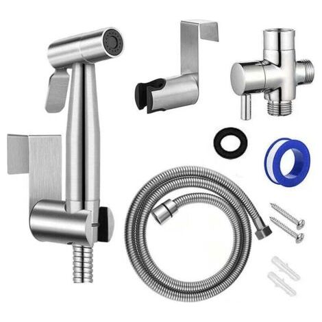 Ensemble de bidet à main avec pulvérisateur de robinet, tuyau de douche de 2 m et crochets, parfait pour laver les cheveux ou (1/4)