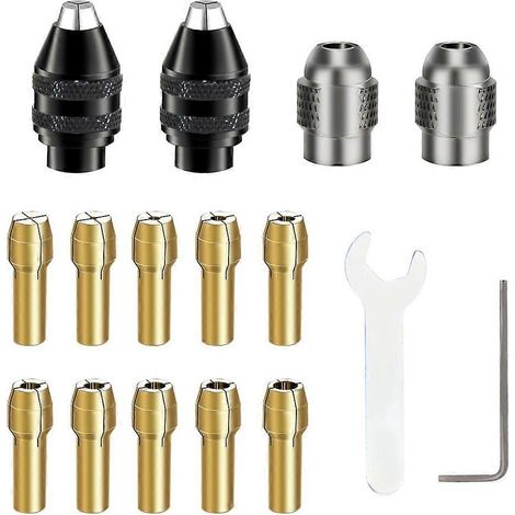 Compatible avec les mandrins de perceuse Dremel, ensemble de 16 pièces, 0,8-3,2 mm, changeur rapide de mandrin sans clé pour remplacer les forets 4486. (1/5)