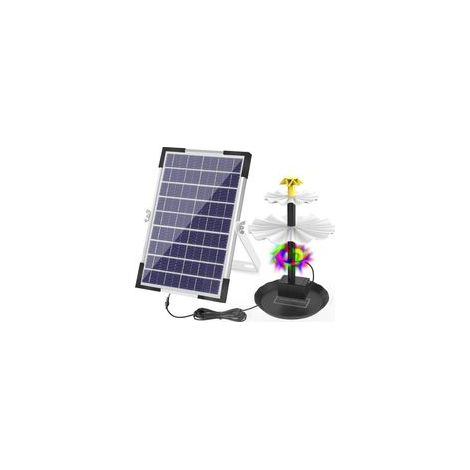 Fontaine solaire de secours à piles avec lumière LED à 3 niveaux pour bain d'oiseaux, pompe à eau, jardin, jardin, bassin, piscine, décoration extérieure 6 W