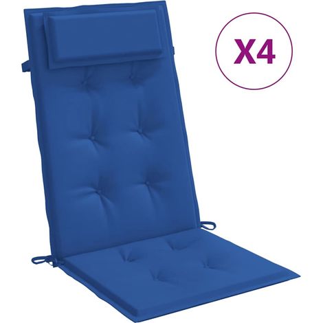 Coussins de chaise à dossier haut lot de 4，Coussins d'extérieur bleu royal CFW771314 (1/5)