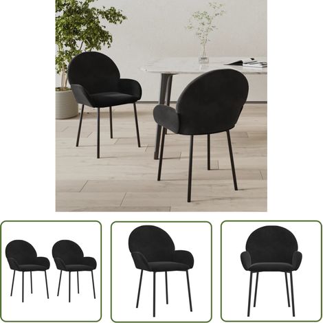 Lot de 2 Chaises de salle à manger - Chaises à dîner Noir Velours BV321183 - BonneVie (1/5)