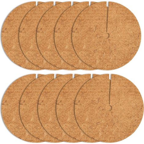 Lot de 10 paillassons ronds en fibre de coco, marron, protection des plantes, sous-verres naturels pour pot de fleurs, jardin (1/5)