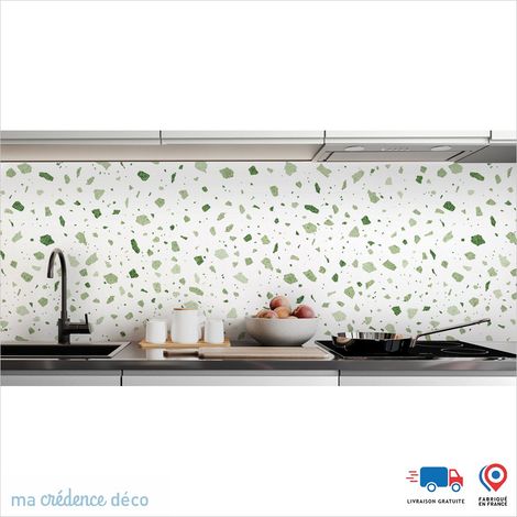 Crédence : Terazzo coloré 4 - Couleur Vert jaune - Alu composite - 60 - 120 (1/3)