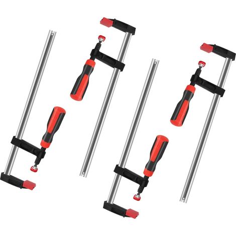 4Pcs Serre joint Menuisier, Serre-Joints à Vis de Bois malléable F Pince à Bois Métallique à Libération Rapide Pince-étau avec poignée pour Travail du bois, des Métaux et DIY 80 600mm (1/5)