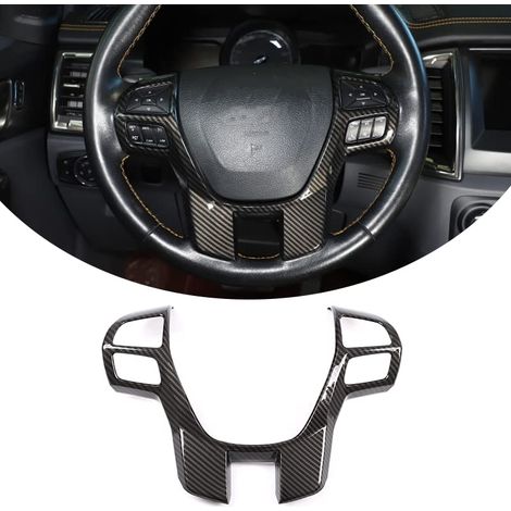 Carbon Fiber Color Car Steering Wheel Decoration For Ford Ranger Wildtrak 2015-2021 Interior Accessories (Carbon Fiber)