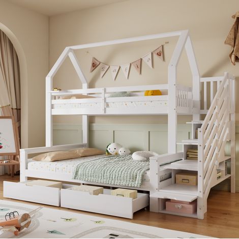Letto a castello con cassetti e scala contenitore OKMYHOME (1/5)
