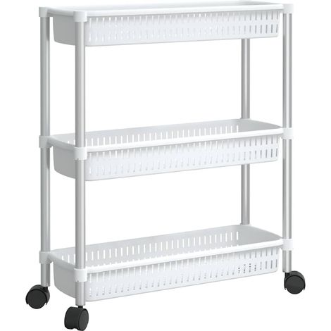 vidaXL Carrito de almacenaje de 3 alturas aluminio plateado y blanco (1/2)